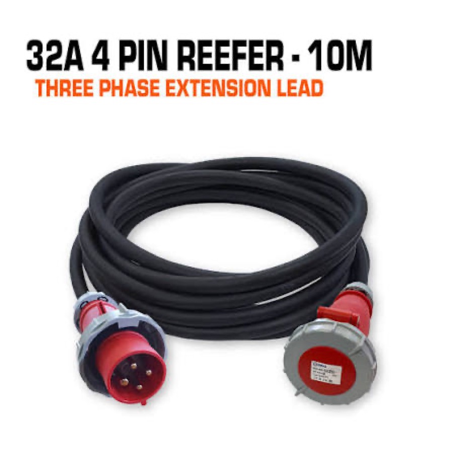32A 4-pin 3-phase reefer lead for hire in Auckland